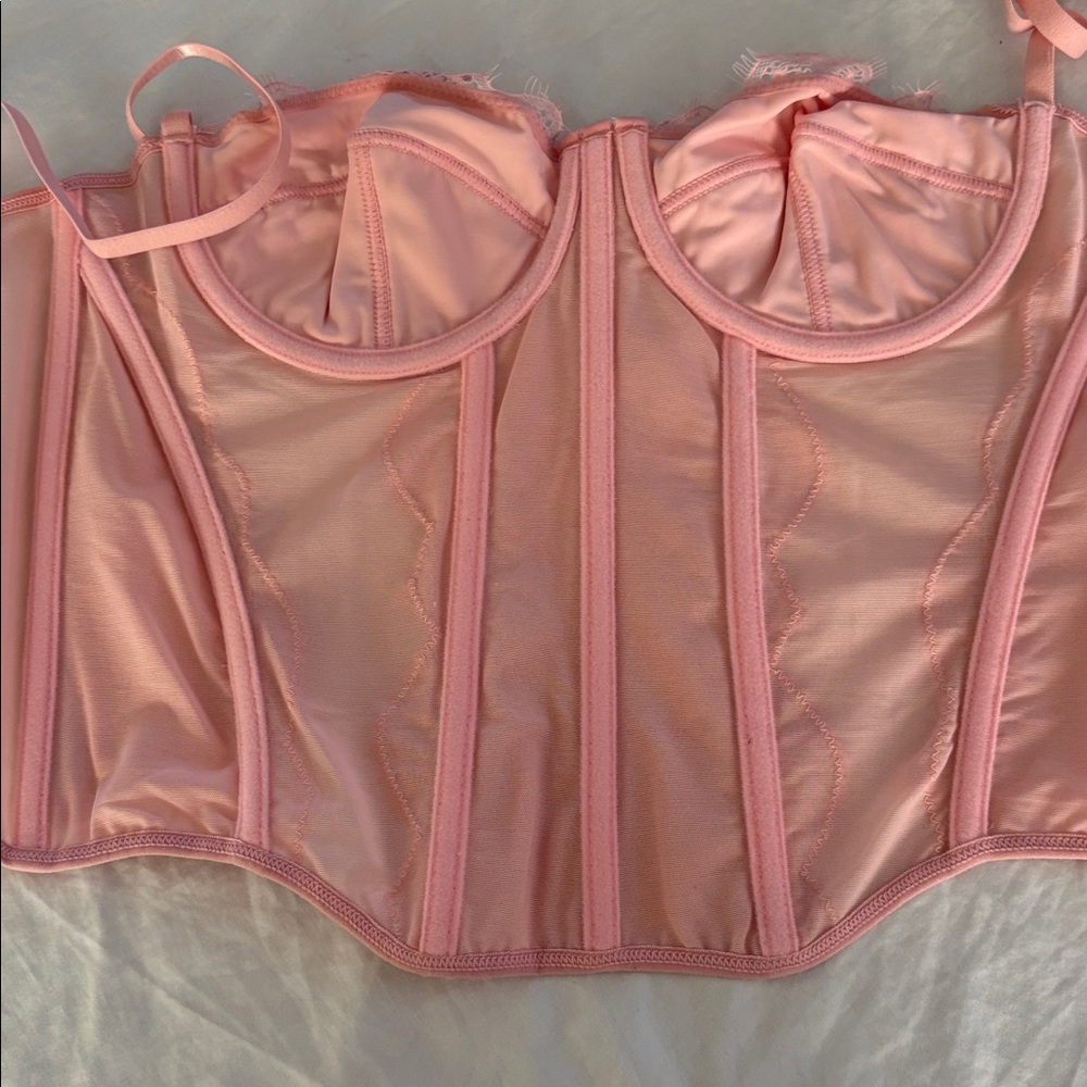 Pink Lace Corset  Bustier  Top Sz L NWT - Picture 12 of 16
